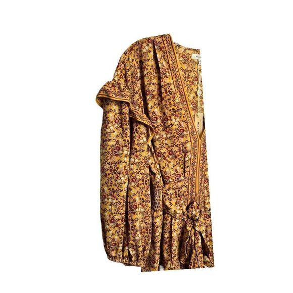 NEW Max Studio Blouse Floral Wrap Top Long Sleeve Ruffled Boho Cinched Women M - Picture 3 of 6